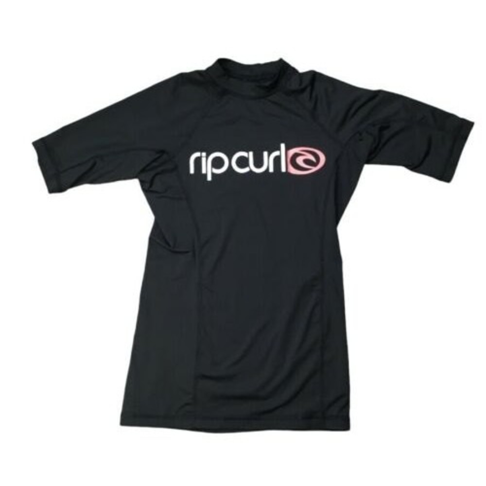 Rip Curl Girl's Black Rash Guard Short Sleeve Size M
